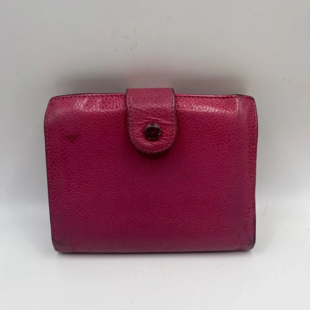 Chanel Pink Caviar Leather Wallet with Iconic CC Logo